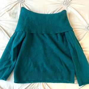 Anthropologie off-the-shoulder sweater in dark teal
